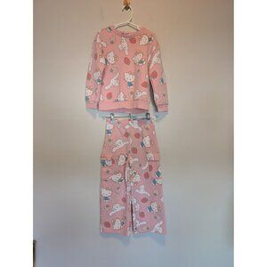 Hello Kitty Kids 2-Piece Pink Cartoon Print Size 6 By Sanrio strawberries Cinnam